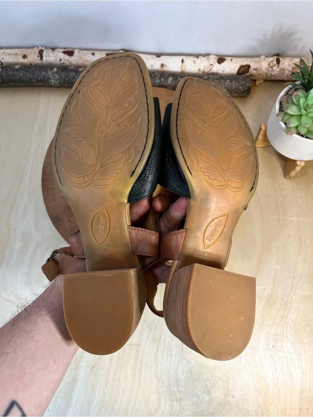 NWOB Born Women's Sylvie Slingback Sandals Size 9 Black/ Brown Leather